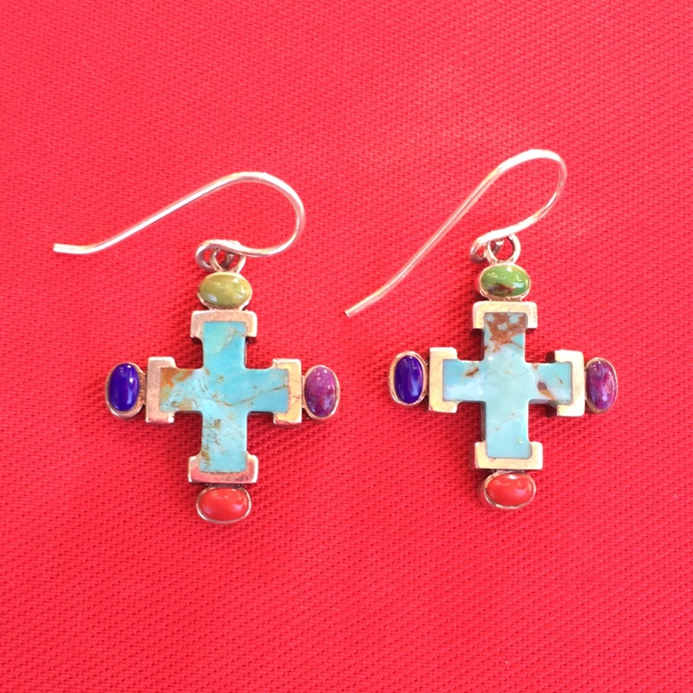 Turquoise pierced earrings in sterling silver